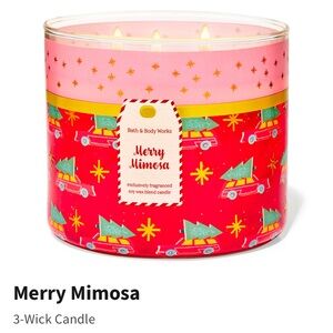 NIB B&BW “Merry Mimosa” Scented 3-Wick Candle w Decorative Metal Lid.